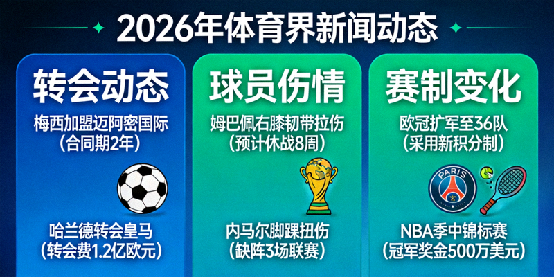 2026年体育界最新转会、伤情、赛制变化等新闻动态